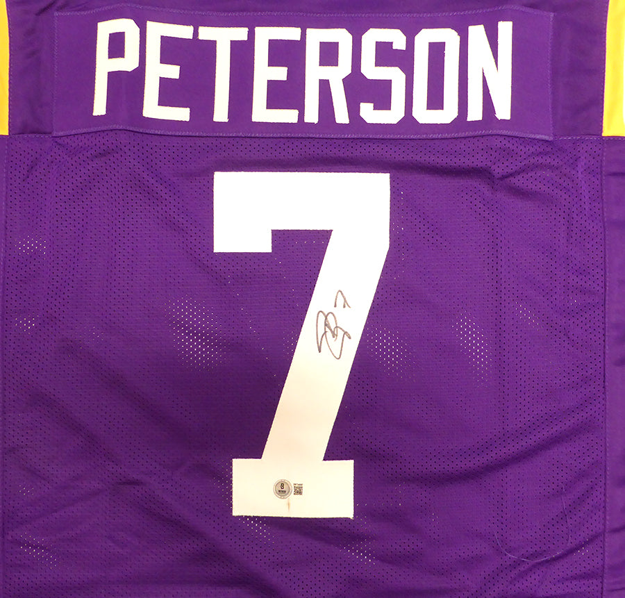 LSU Tigers Patrick Peterson Autographed Purple Jersey Beckett BAS QR #2W734097