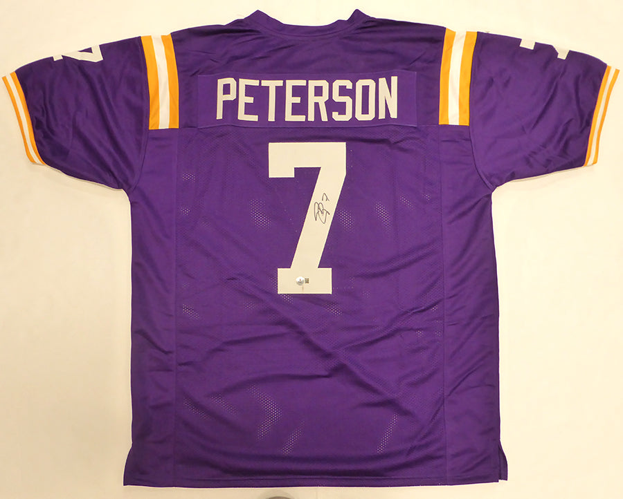 LSU Tigers Patrick Peterson Autographed Purple Jersey Beckett BAS QR #2W734097