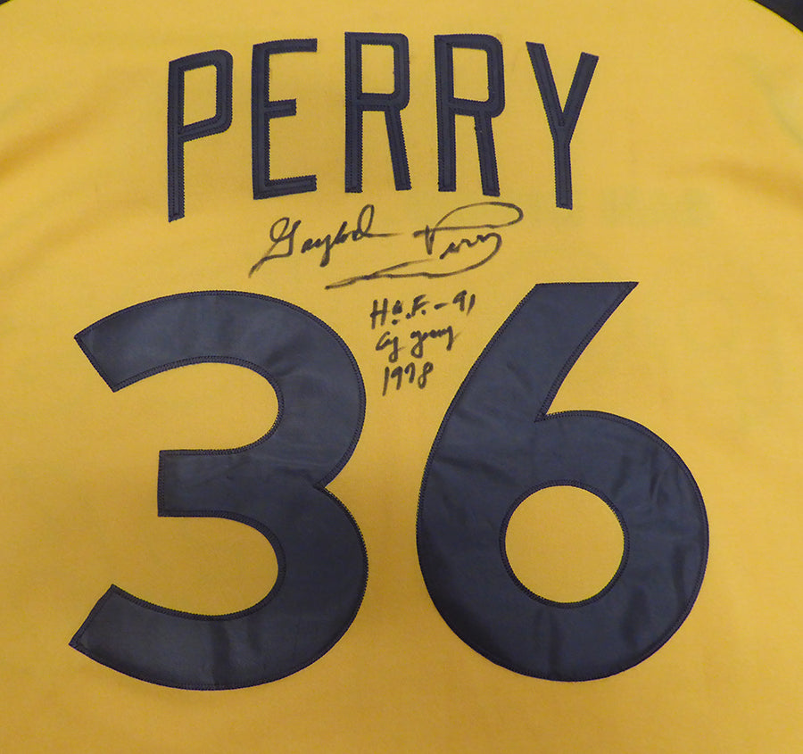 San Diego Padres Gaylord Perry Autographed Yellow Authentic Mitchell & Ness Jersey "HOF 91, Cy Young AL 78" Beckett BAS QR #BK65791