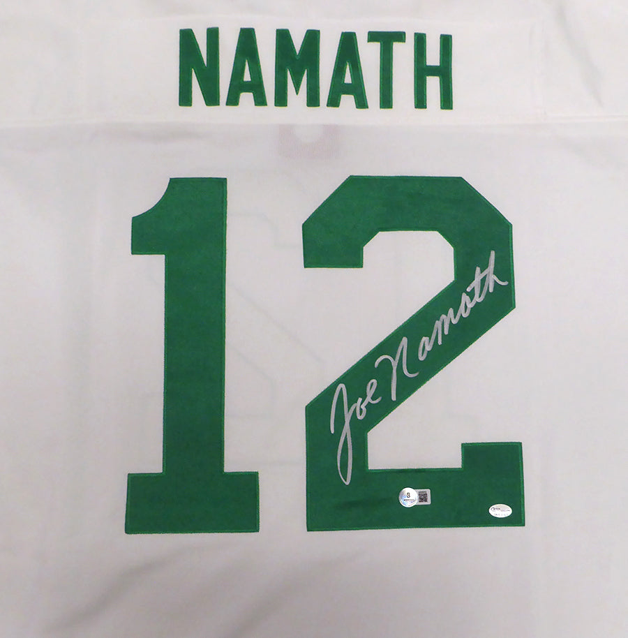 New York Jets Joe Namath Autographed White Authentic Mitchell & Ness Jersey Beckett BAS QR #BS30312