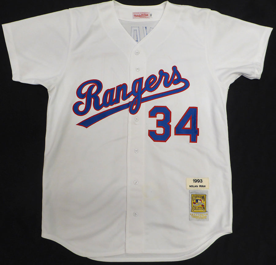 Texas Rangers Nolan Ryan Autographed 1993 White Authentic Mitchell & Ness Jersey Beckett BAS QR #BS30317