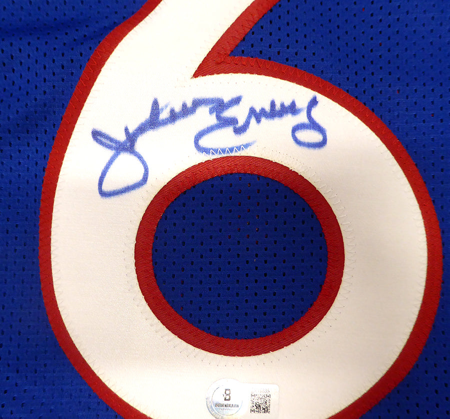 Philadelphia 76ers Julius Erving Autographed Blue Jersey Beckett BAS QR #BR49885