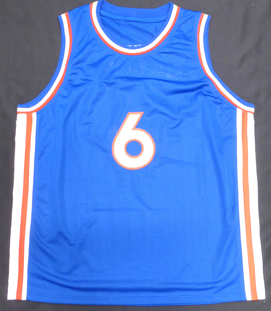 Philadelphia 76ers Julius Erving Autographed Blue Jersey Beckett BAS QR #BR49885