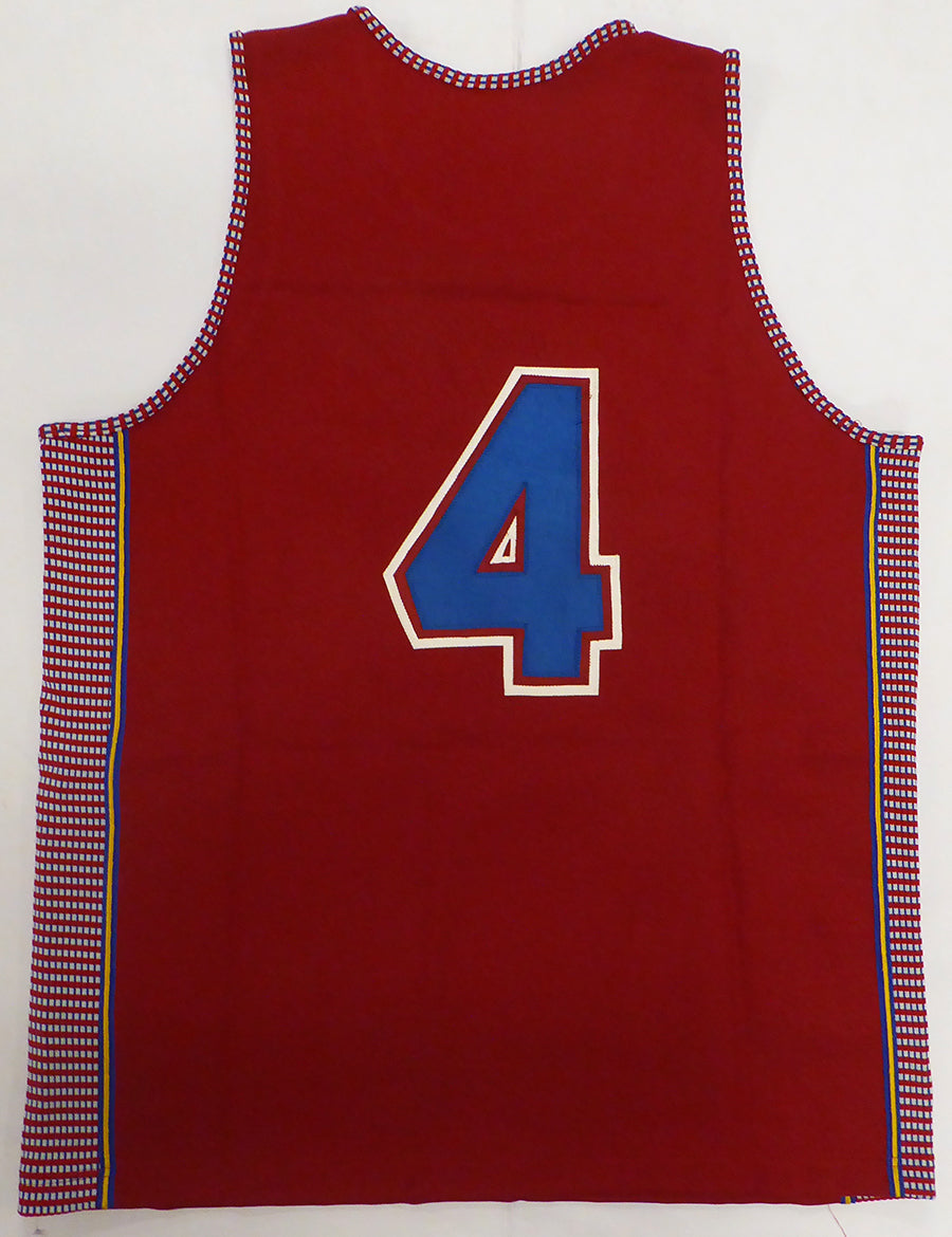 Syracuse Nationals Dolph Schayes Autographed Red Jersey "HOF 1972" Beckett BAS QR #BS30063