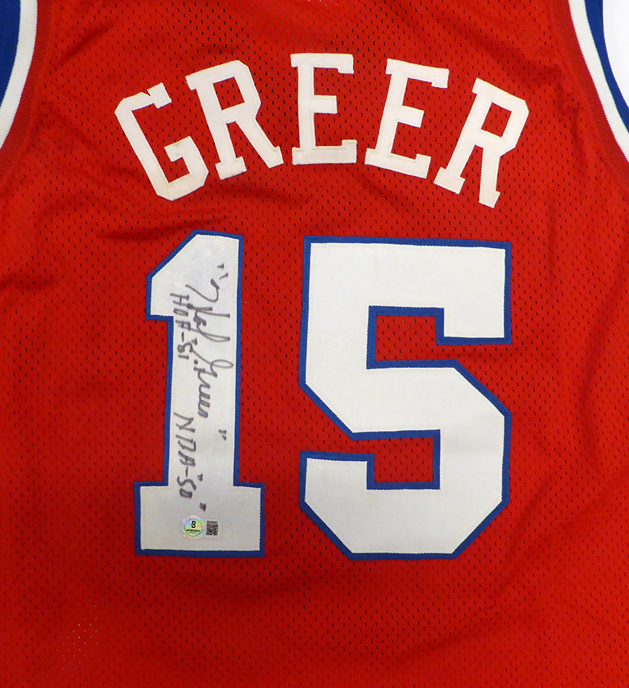 Philadelphia 76ers Hal Greer Autographed Red Jersey HOF 81 NBA "50" Beckett BAS QR #BS30062