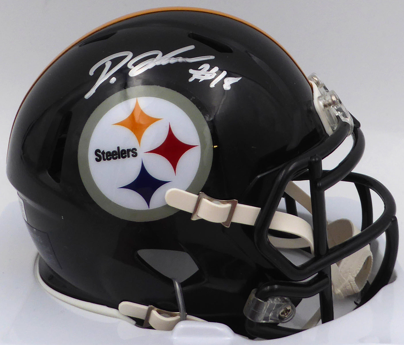 Diontae Johnson Autographed Black Speed Mini Helmet Pittsburgh Steelers Fanatics Holo #B789069