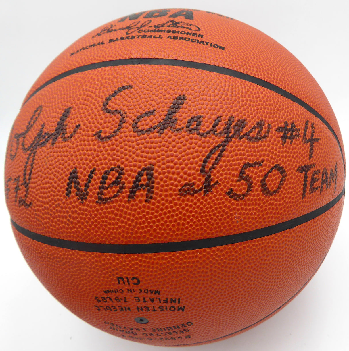 Dolph Schayes Autographed Official NBA Leather Basketball Philadelphia 76ers "HOF 72 NBA at 50 Team" Beckett BAS QR #BN14526