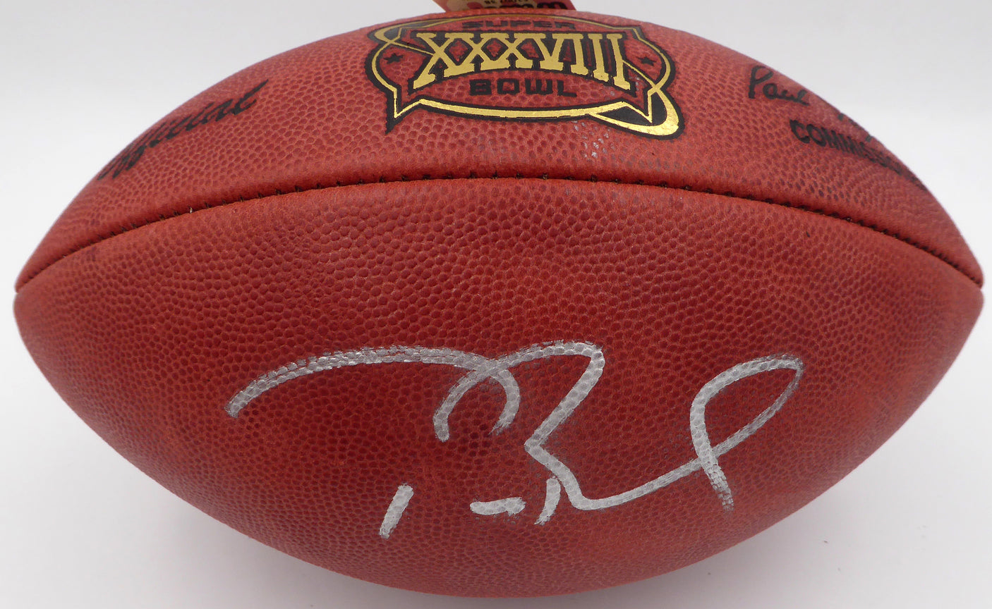 Tom Brady Autographed SB XXXVIII NFL Leather Football New England Patriots Fanatics Holo #B048290