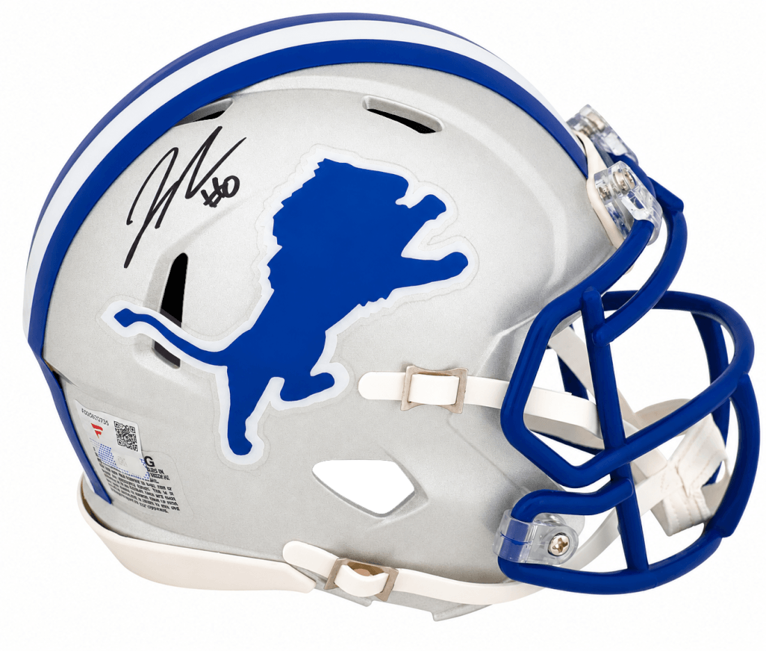 Jahmyr Gibbs Signed Detroit Lions Throwback Riddell Speed Mini Helmet - (Fanatics)