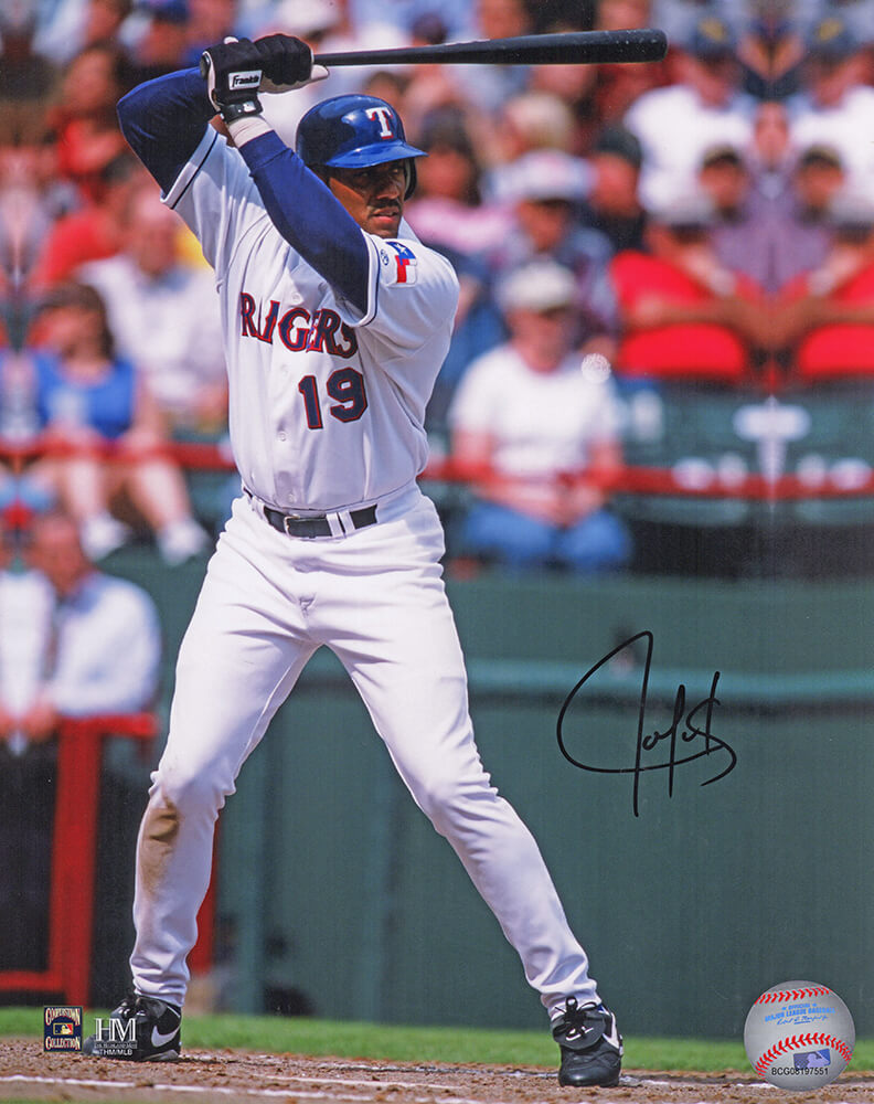 Juan Gonzalez Signed Texas Rangers Batting Action 8x10 Photo