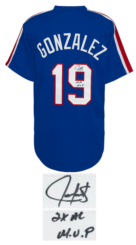 Juan Gonzalez Signed Blue Throwback Custom Baseball Jersey w/2x AL MVP