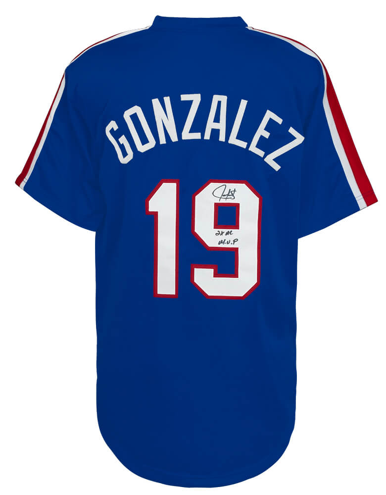 Juan Gonzalez Signed Blue Throwback Custom Baseball Jersey w/2x AL MVP