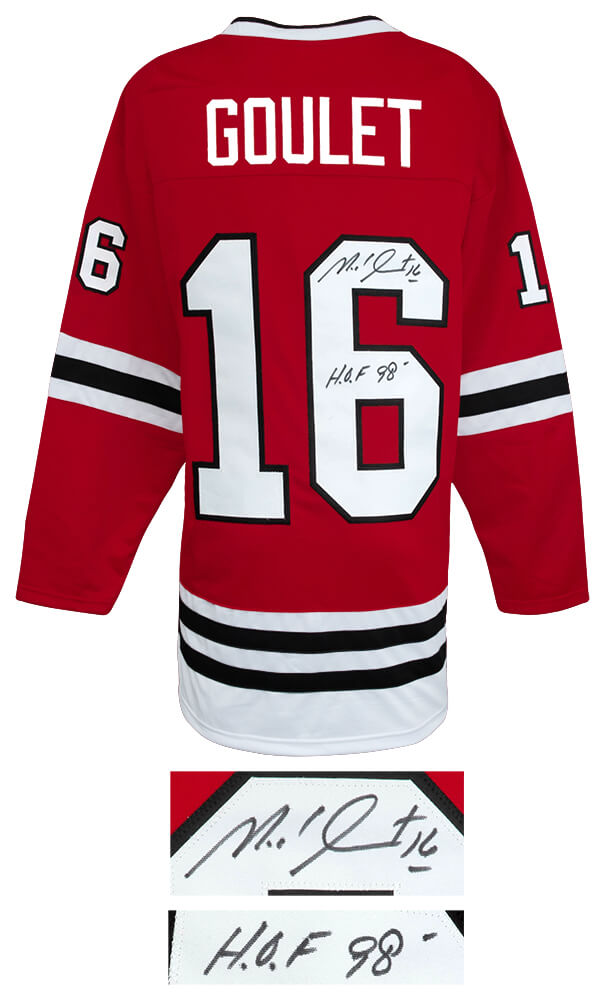 Michel Goulet Signed Red Custom Hockey Jersey w/HOF'98