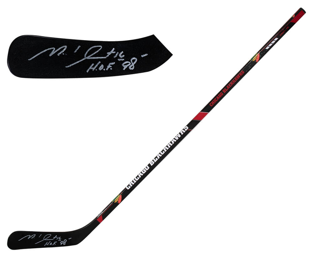 Michel Goulet Signed Chicago Blackhawks Logo 48-Inch Franklin Full Size Hockey Stick w/HOF'98
