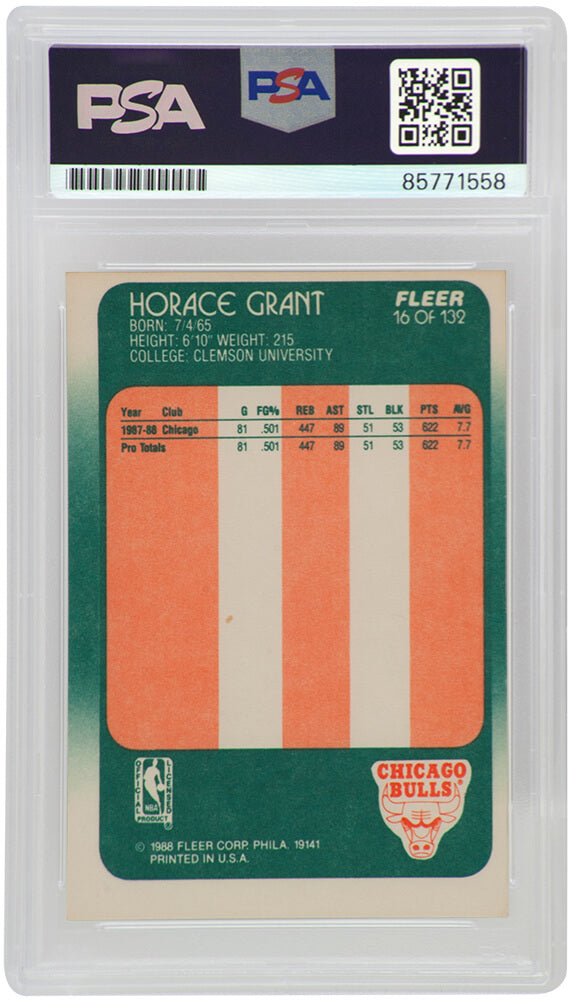 Horace Grant Signed Chicago Bulls 1988 Fleer Rookie Basketball Card #16 (In Silver) - (PSA Encapsulated)