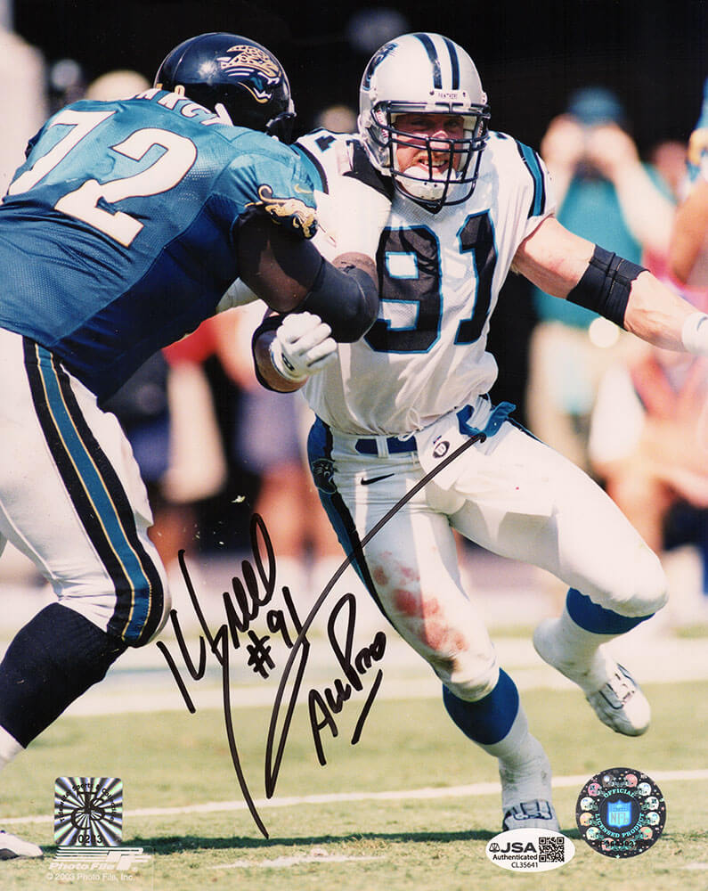 Kevin Greene Signed Carolina Panthers Action vs Jaguars 8x10 Photo w/All Pro - (JSA)