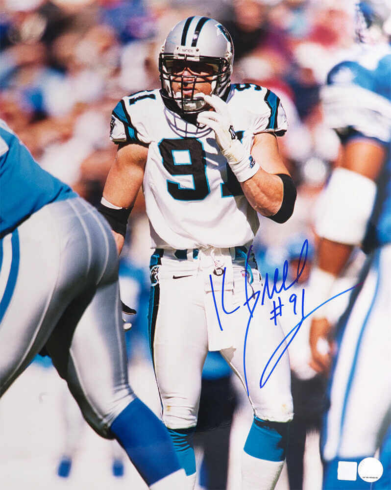 Kevin Greene Signed Carolina Panthers White Jersey Close Up 16x20 Photo