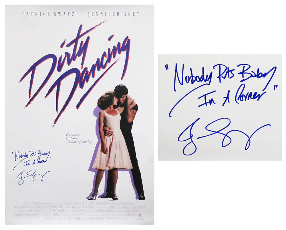 Jennifer Grey Signed Dirty Dancing 27x40 Movie Poster w/Nobody Puts Baby In A Corner