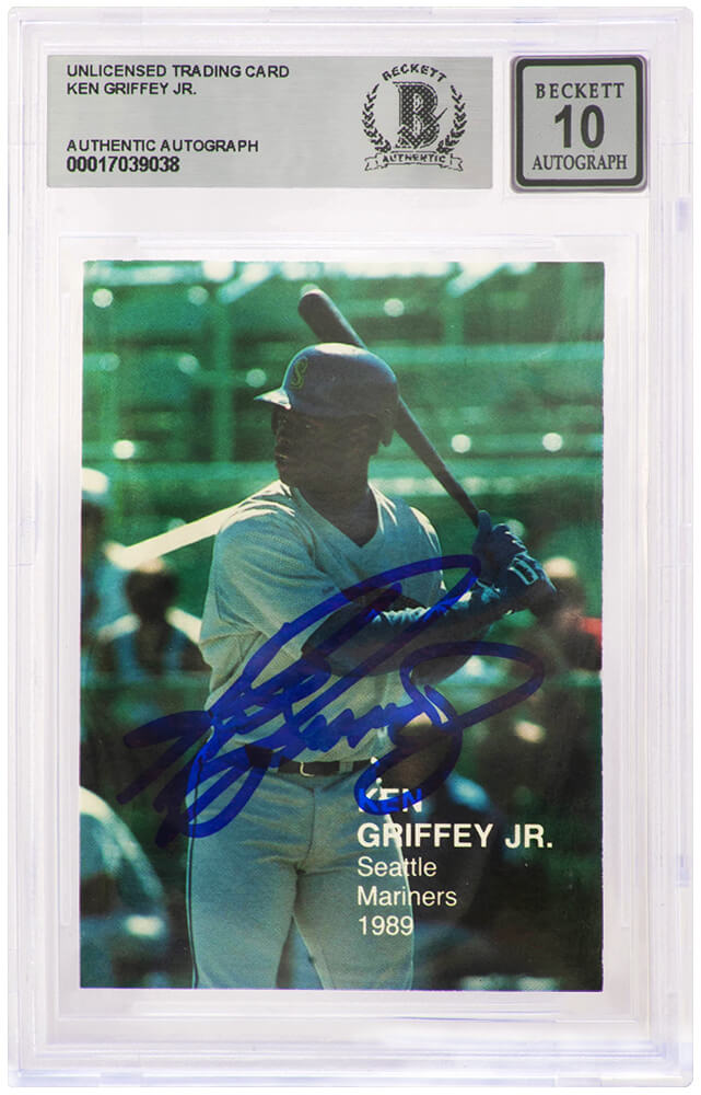 Ken Griffey Jr Signed Seattle Mariners 1989 Rookies Superstars Rookie Baseball Card #2 - (Beckett - Auto Grade 10)