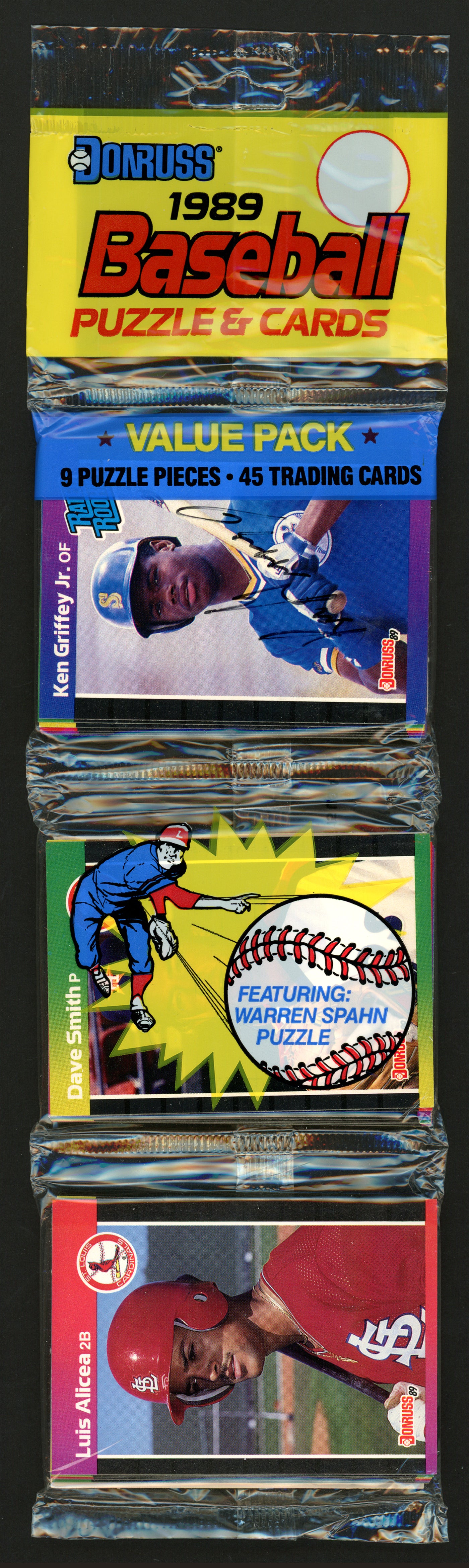 Ken Griffey Jr. Autographed 1989 Donruss Baseball Sealed Rack Pack Rookie Card #33 Seattle Mariners Vintage Beckett BAS #A31381