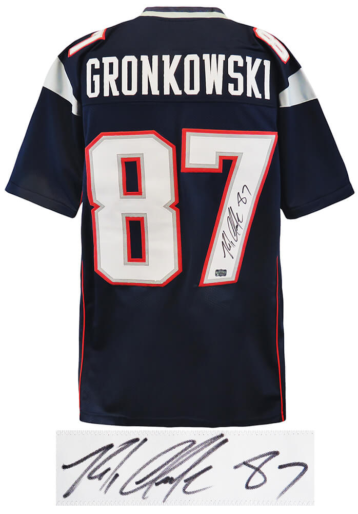 Rob Gronkowski Signed Navy Custom Football Jersey - (Radtke / Gronkowski Holo)