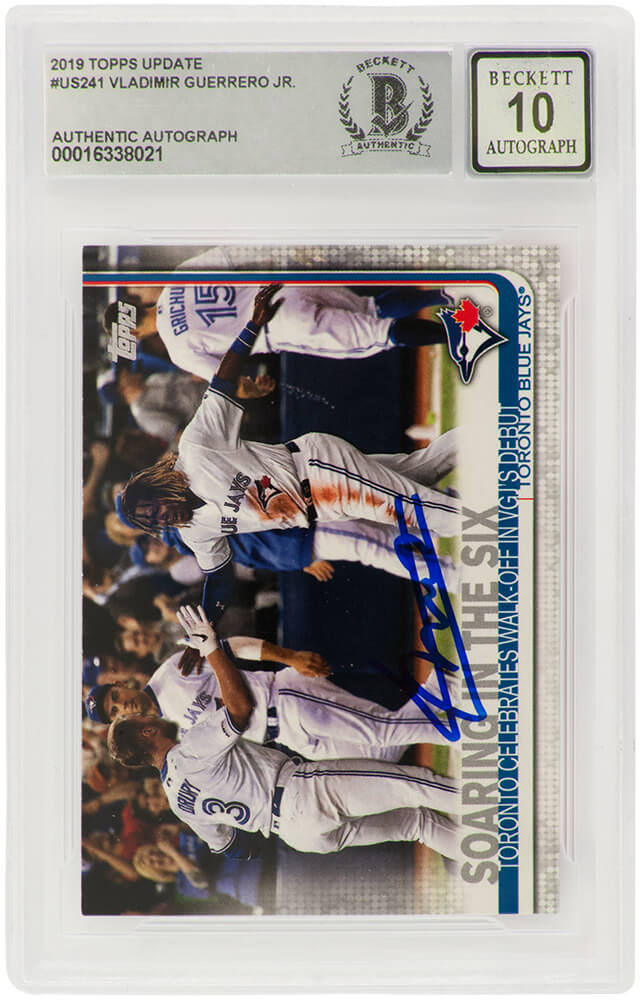 Vladimir Guerrero Jr. Signed Toronto Blue Jays 2019 Topps Update Rookie Baseball Card #US241 - (Beckett Encapsulated/ Auto Grade 10)