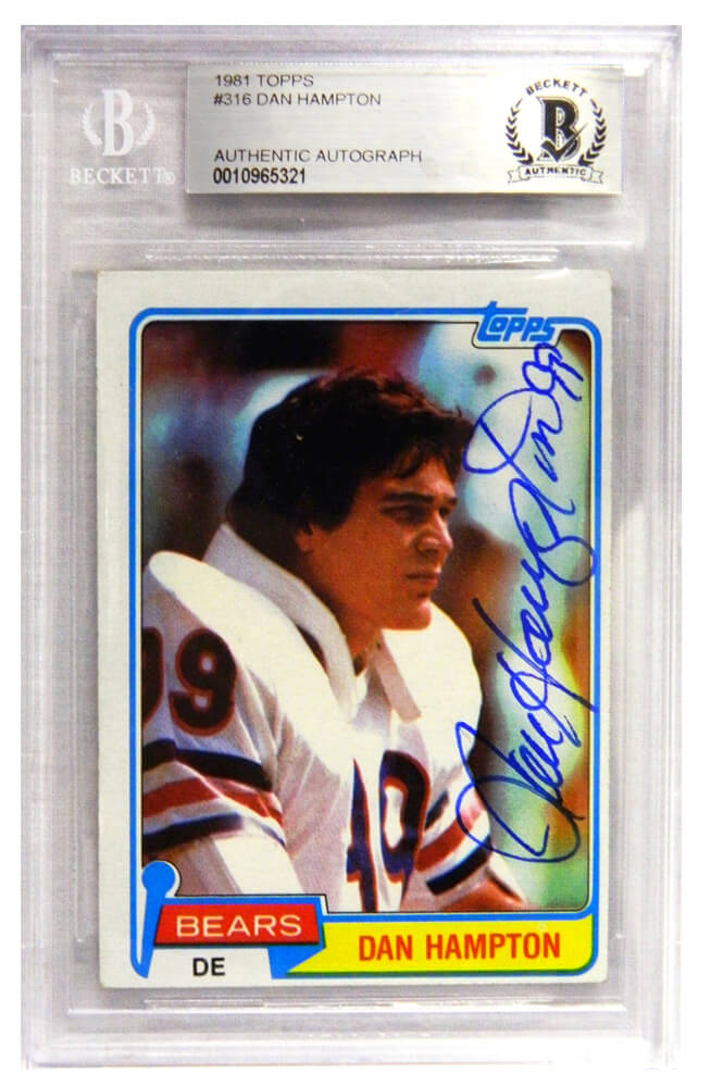 Dan Hampton Signed Chicago Bears 1981 Topps Football Rookie Card #316 - (Beckett Encapsulated)