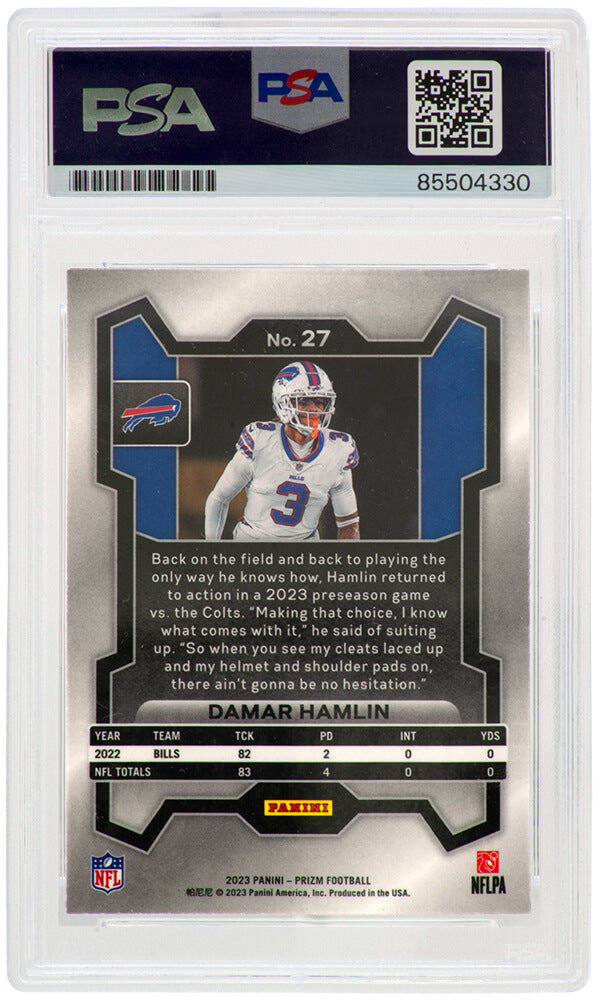 Damar Hamlin Signed Buffalo Bills 2023 Panini Prizm Football Trading Card #27 - (PSA Encapsulated)