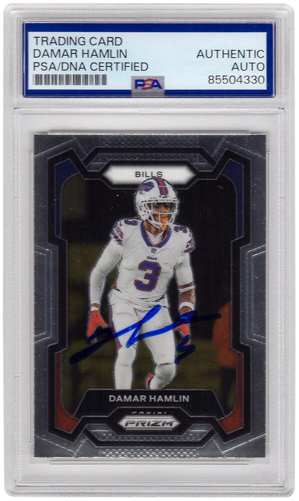 Damar Hamlin Signed Buffalo Bills 2023 Panini Prizm Football Trading Card #27 - (PSA Encapsulated)
