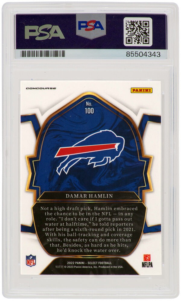 Damar Hamlin Signed Buffalo Bills 2022 Panini Select Football Card #100 - (PSA Encapsulated)