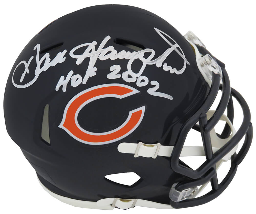 Dan Hampton Signed Chicago Bears Riddell Speed Mini Helmet w/HOF 2002