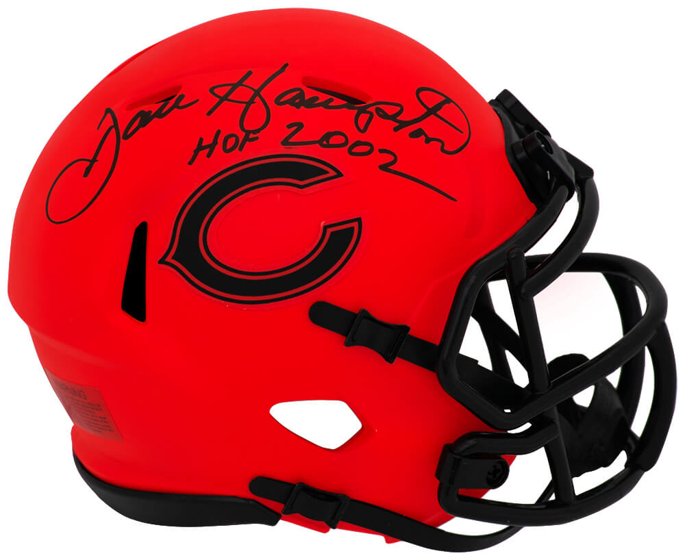 Dan Hampton Signed Chicago Bears RAVE Riddell Speed Mini Helmet w/HOF 2002