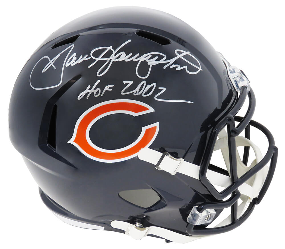 Dan Hampton Signed Chicago Bears Riddell Full-Size Speed Replica Helmet w/HOF 2002
