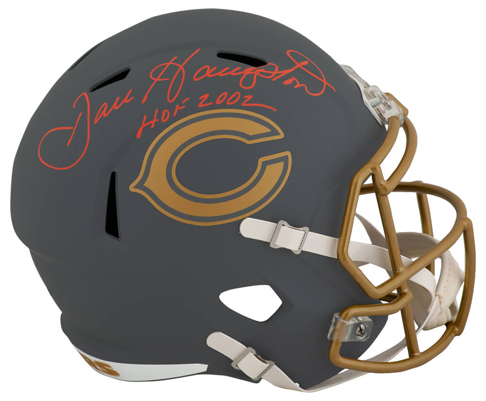Dan Hampton Signed Chicago Bears SLATE Riddell Full Size Speed Replica Helmet w/HOF 2002
