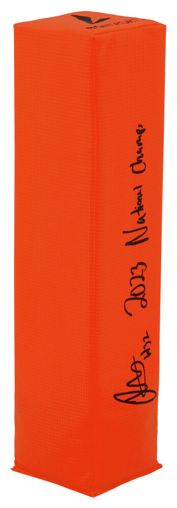 Jaylen Harrell Signed BSN Orange Endzone Football Pylon w/2023 National Champs