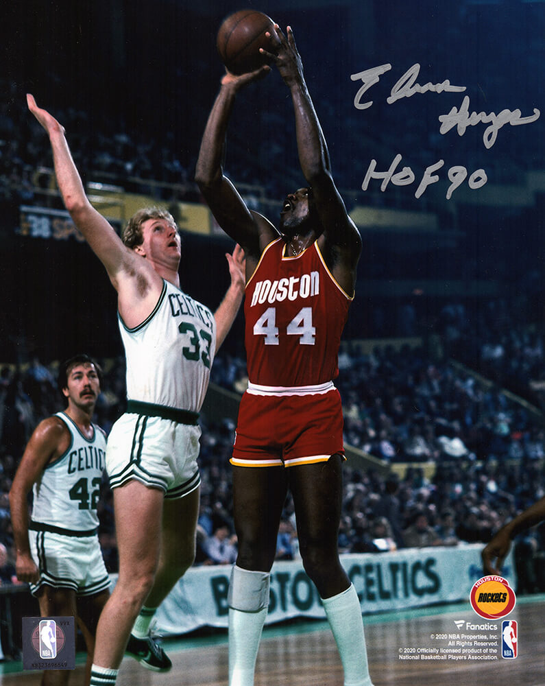 Elvin Hayes Signed Houston Rockets Shooting Against Larry Bird 8x10 Photo w/HOF'90