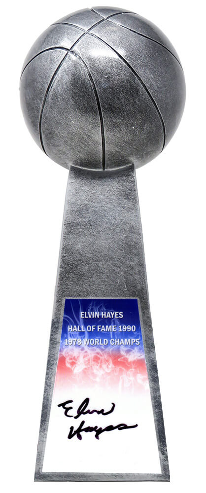 Elvin Hayes Signed Basketball Champion 14 Inch Replica Silver Trophy