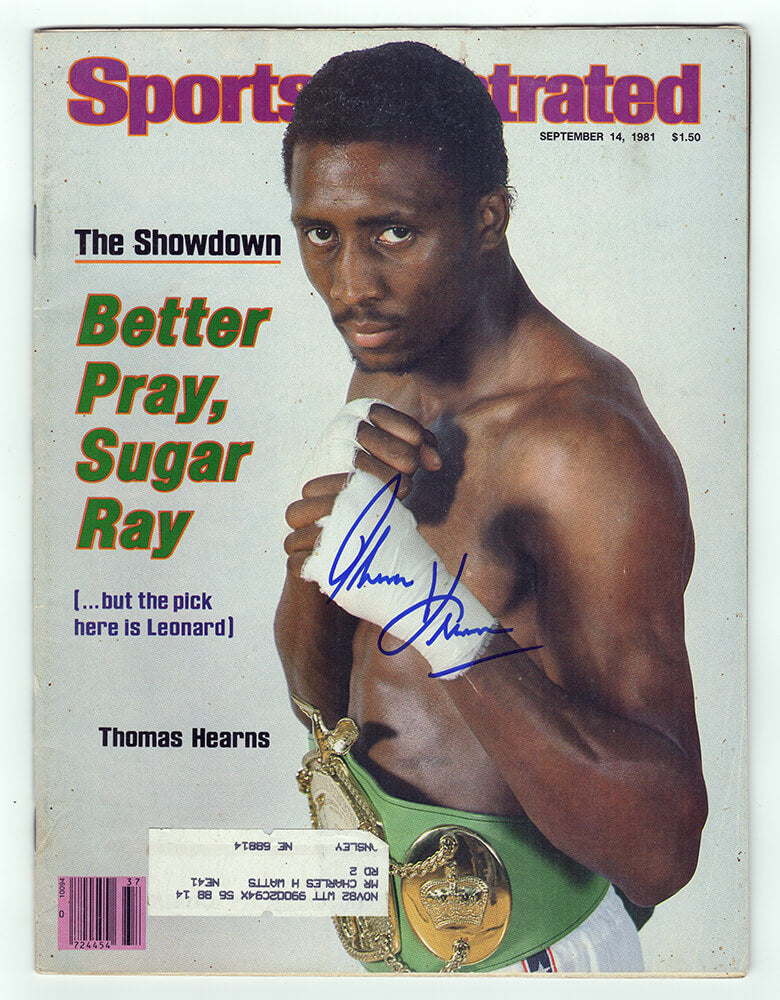 Thomas Hearns Signed Sports Illustrated 'Better Pray, Sugar Ray' September 14, 1981 Original Magazine