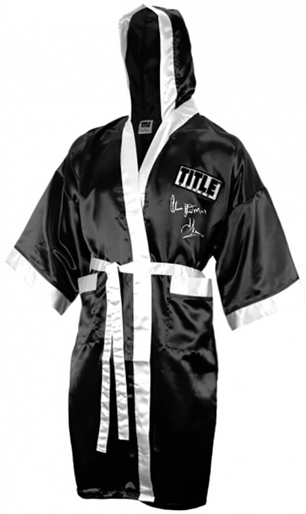 Thomas Hearns Signed Title Black & White Trim Boxing Robe w/Hitman