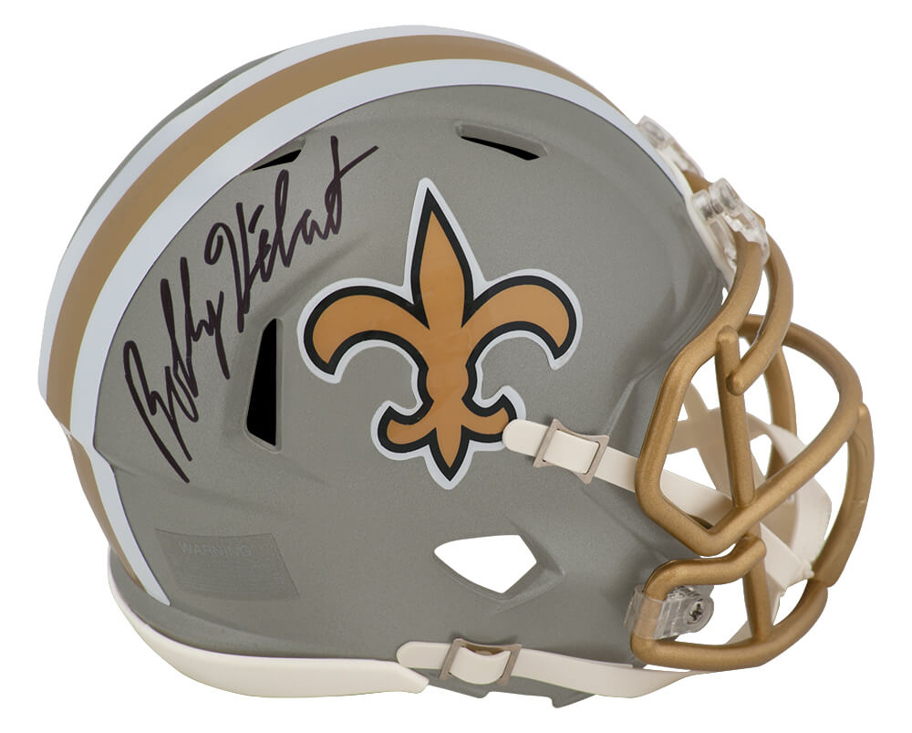 Bobby Hebert Signed New Orleans Saints FLASH Riddell Speed Mini Helmet