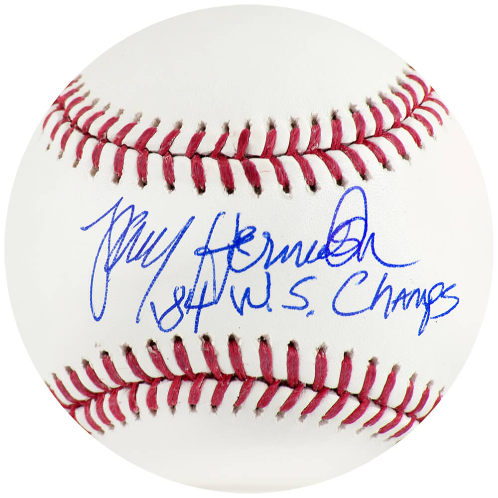 Larry Herndon Signed Rawlings Official MLB Baseball w/84 WS Champs