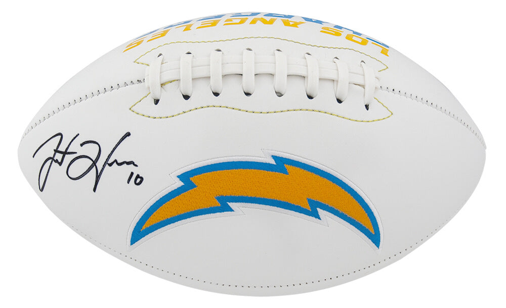 Justin Herbert Signed Los Angeles Chargers Jarden White Logo Football - (Fanatics)