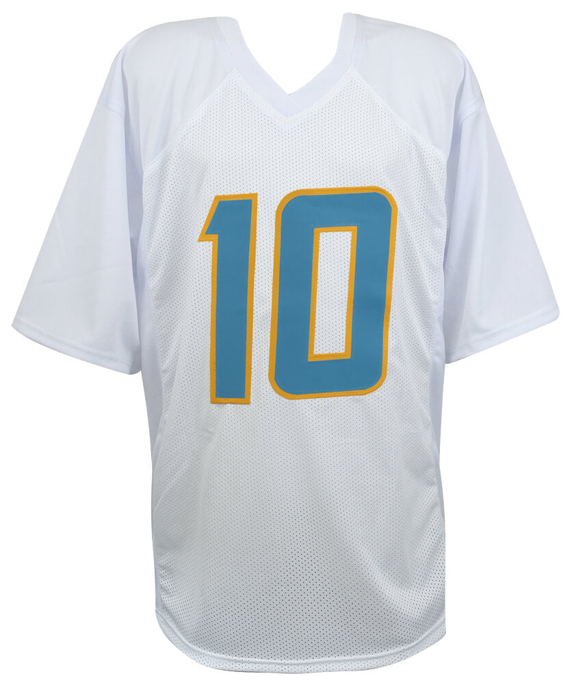 Justin Herbert Signed White Custom Football Jersey - (Beckett)