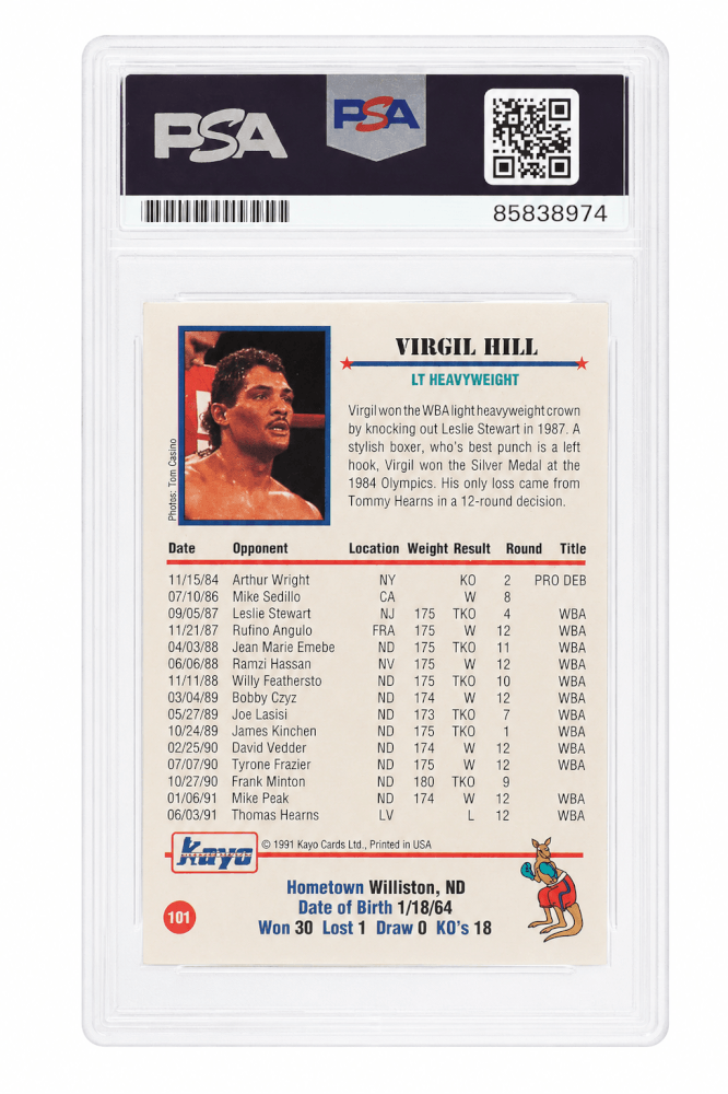 Virgil Hill Signed 1991 Kayo Boxing Trading Card #101 w/HOF'13 - (PSA Encapsulated)