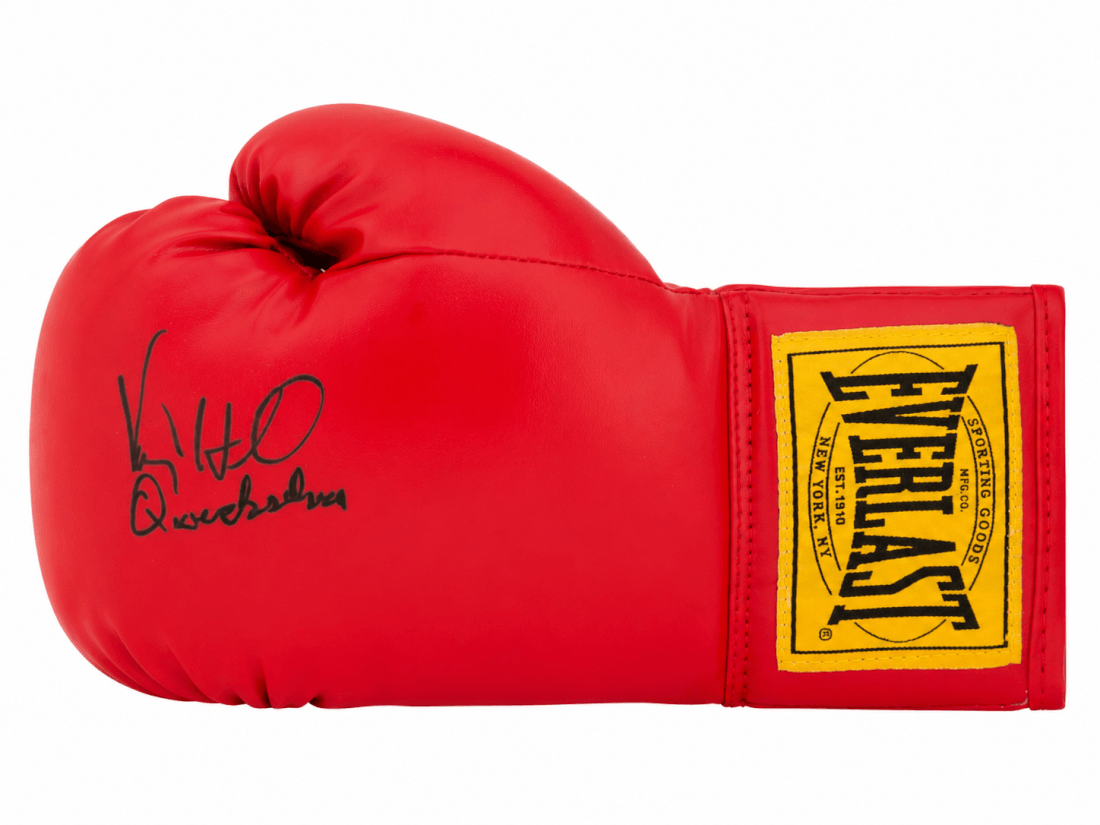 Virgil Hill Signed Everlast Red Full Size Boxing Glove w/Quicksilver