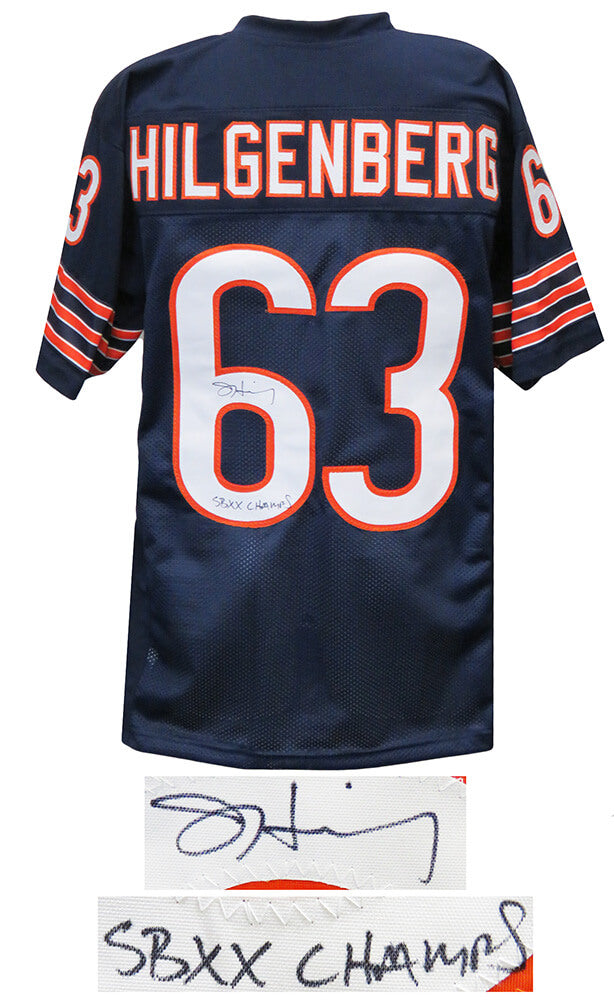 Jay Hilgenberg Signed Navy Custom Jersey w/SB XX Champs