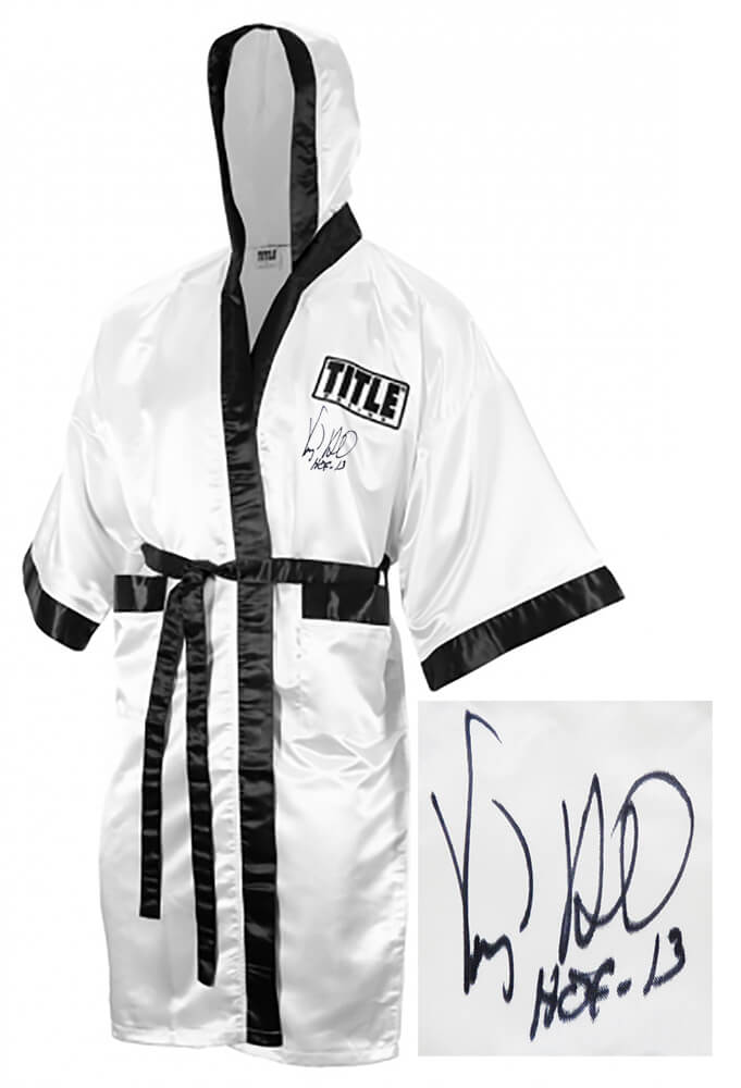 Virgil Hill Signed Title White Full Length Boxing Robe w/HOF'13