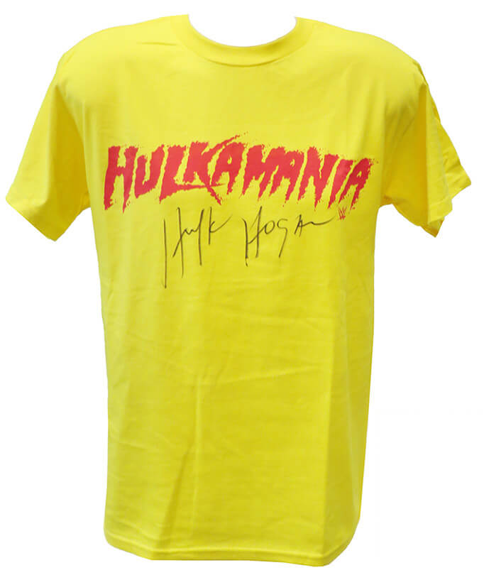 Hulk Hogan Signed Hulkamania Yellow Wrestling T-Shirt