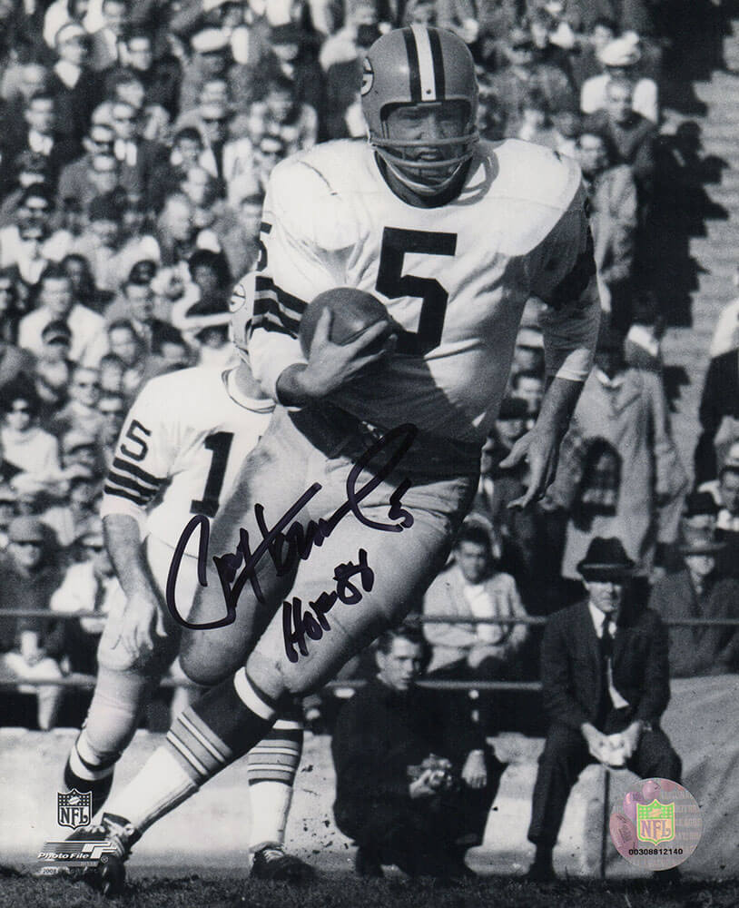 Paul Hornung Signed Green Bay Packers B&W Running With Football 8x10 Photo w/HOF'86