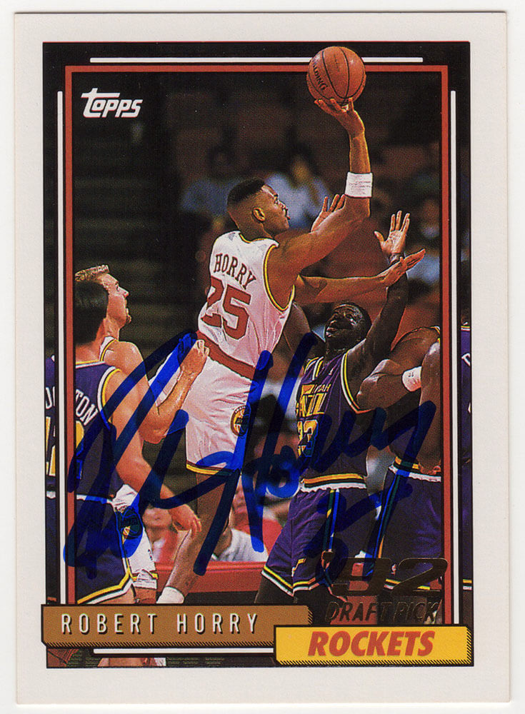Robert Horry Signed Houston Rockets 1992 Topps Rookie Basketball Card #308